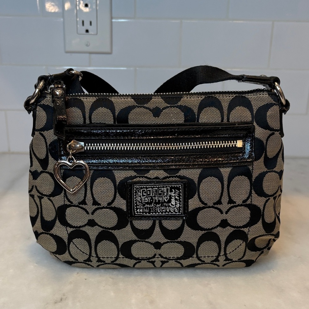 Coach Poppy Signature Logo Canvas Crossbody Bag - Picture 2 of 15